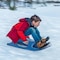 Gardenised Kids Winter Plastic Outdoor Snow Sleigh Ice Sled, Kids over 5 Years, Blue QI004217.BL - alternate 7